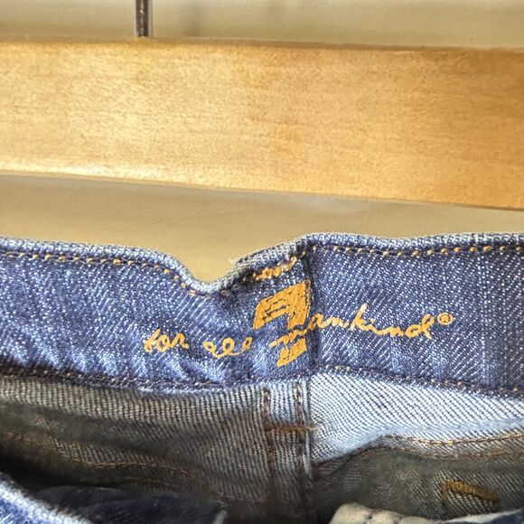 7 For All Mankind Blue Medium Wash Lower Rise Bootcut Jeans Size 30 - Picture 4 of 16